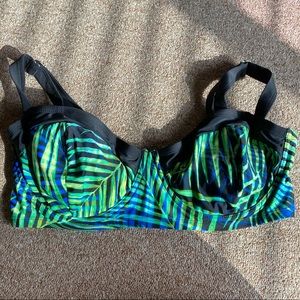 Palm print and black bikini top